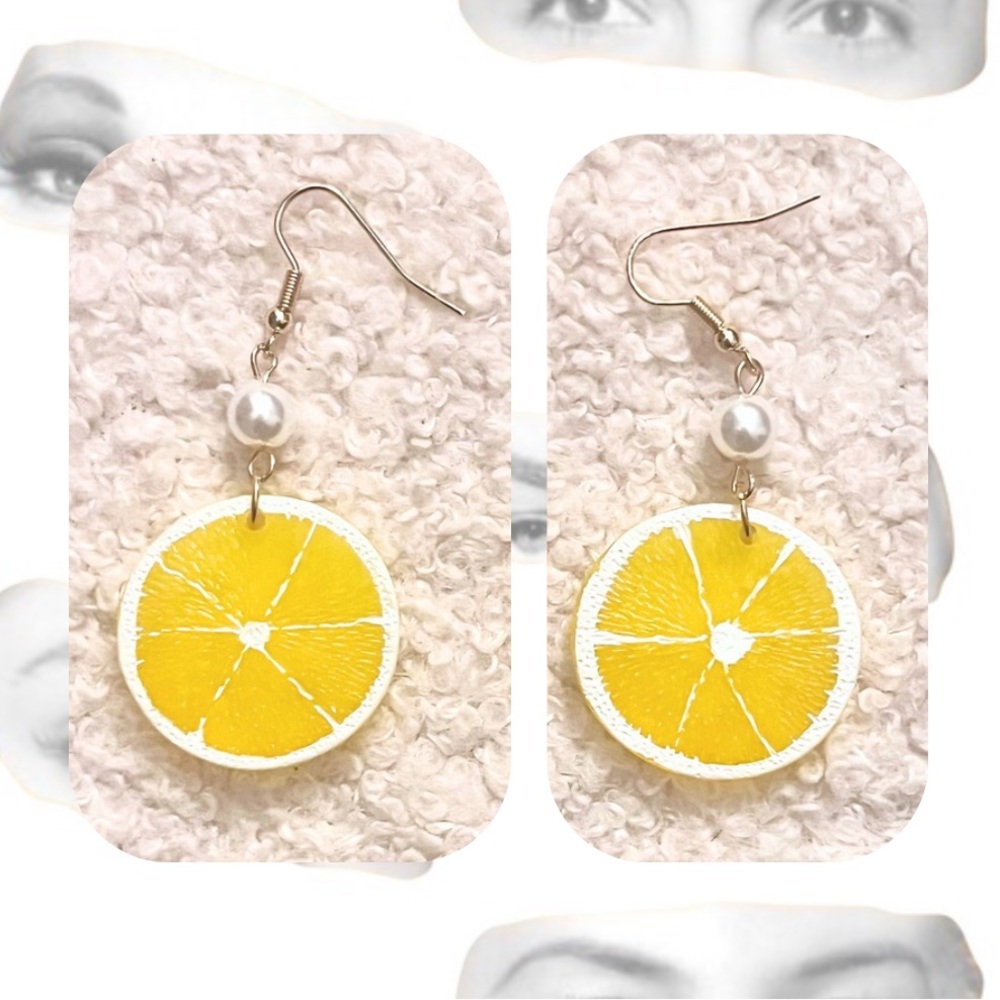 🎉🎉Lovisa Yellow Lemon Fruit Slice Dangle Earrings with Pearl Accent